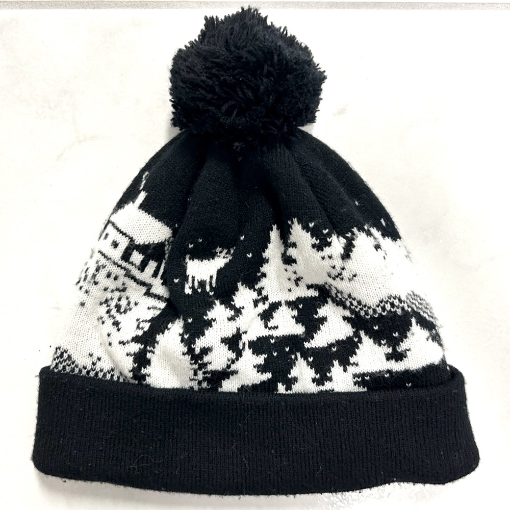 Topman Unisex Black & White Winter Hat Toque
